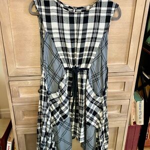 Free People Black and White Plaid Midi Dress